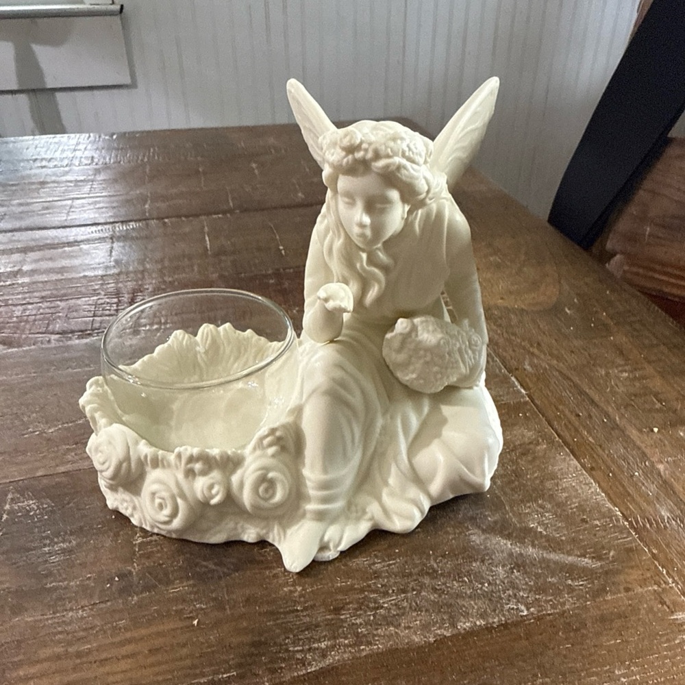 PartyLite Ariana Cream Porcelain Angel Fairy Figurine Candle Holder